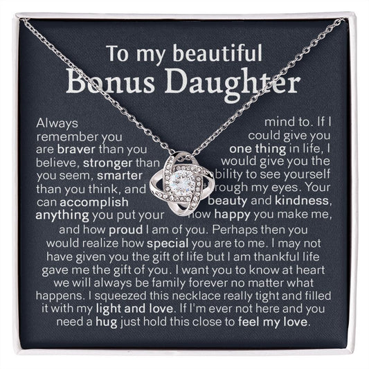 to My Bonus Daughter, Bonus Daughter Necklace, Step Daughter Necklace, Gifts for Stepdaughter, Gifts for Bonus Daughter, Bonus Daughter Gifts, Step Daughter Gifts Love Knot Necklace A8