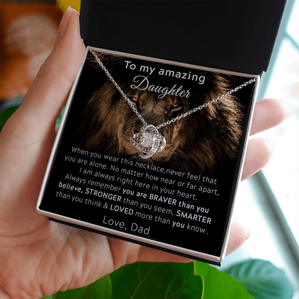 ASIN: B0BFZ5S7X9 SKU: Bestgiftfordaughter20-08-2022_4 	 Necklace Gifts To My Daughter From Dad Love Knot Necklace