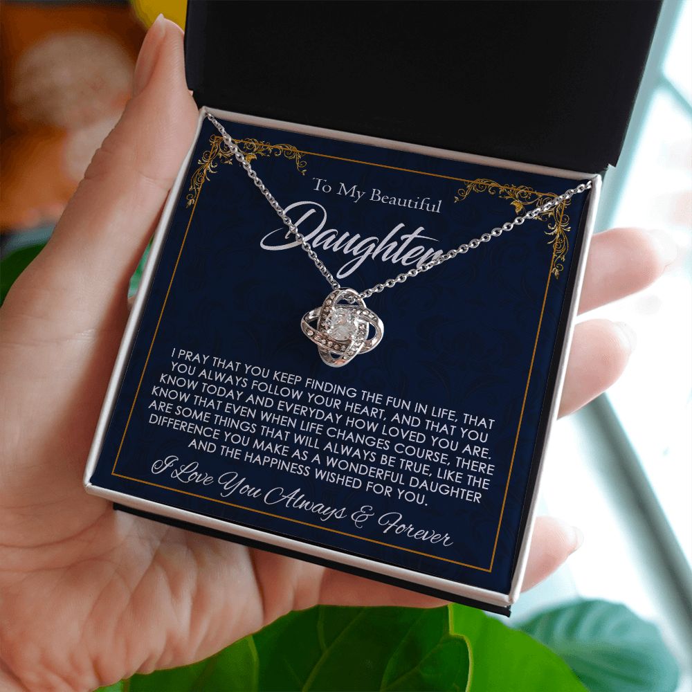 Birthday gifts To My Daughter Necklace Gift, Daughter Birthday Gift, Love Knot Necklace, Christmas Gift, Gift for Daughter From Mom on Christmas ASIN: B0BFZ5JP82 SKU: Bestgiftfordaughter20-08-2022_3