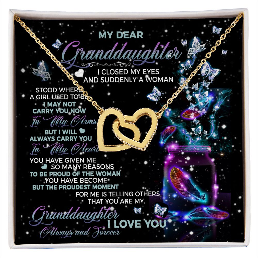 My Dear Granddaughter I Love You Always And Forever Interlocking Hearts Pendant Necklace - Granddaughter Gift on Wedding, Christmas, Birthday gifts ASIN: B0BB31QQ1S SKU: Sale18-8-2022TestGranddaughter_9