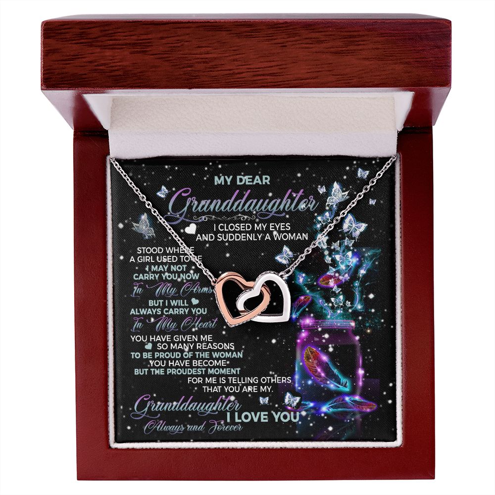 My Dear Granddaughter I Love You Always And Forever Interlocking Hearts Pendant Necklace - Granddaughter Gift on Wedding, Christmas, Birthday gifts ASIN: B0BB31QQ1S SKU: Sale18-8-2022TestGranddaughter_9