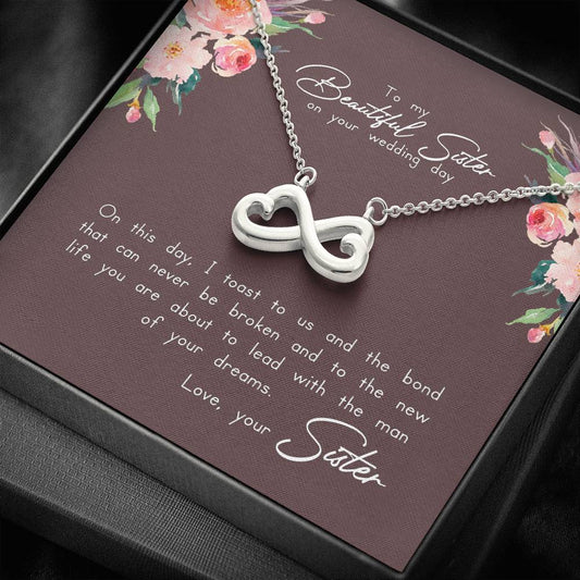 Gifts to My Sister on Her Wedding Day, Sister Wedding Gift, Necklace for Sister, Wedding Wishes for Sister, Wedding Gifts for Her, Keepsake Gifts Birthday Gifts Gold ASIN: B08HSHWNVG