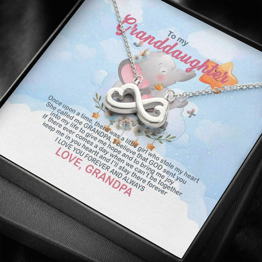 VIGIFSANA Necklace Gifts Grandpa to My Granddaughter Once Upon A Time There was A Little Girl Infinity Heart Pendant Necklace Gifts Birthday, on Christmas Silver Luxury Necklace ASIN: B08VRGNT9R