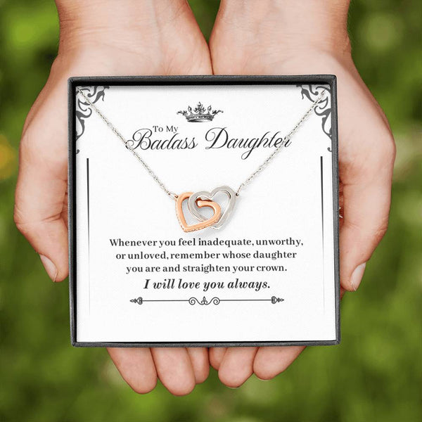 "To My Badass Daughter" Joined Hearts Necklace Gifts Christmas, on Birthday Luxury necklace