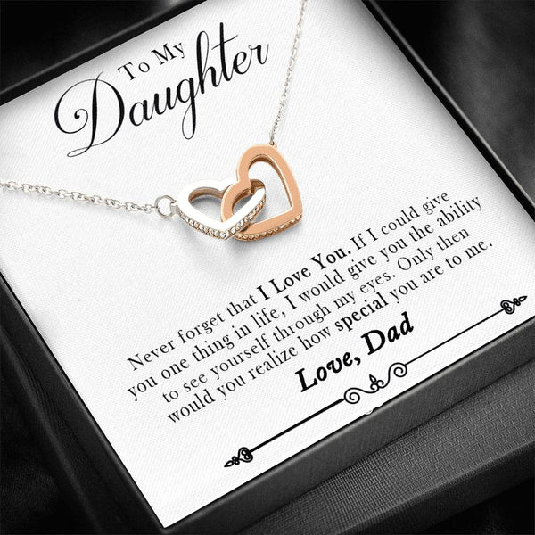 Happy Family Gift to My Daughter Necklace Interlocking Heart Pendant from Dad