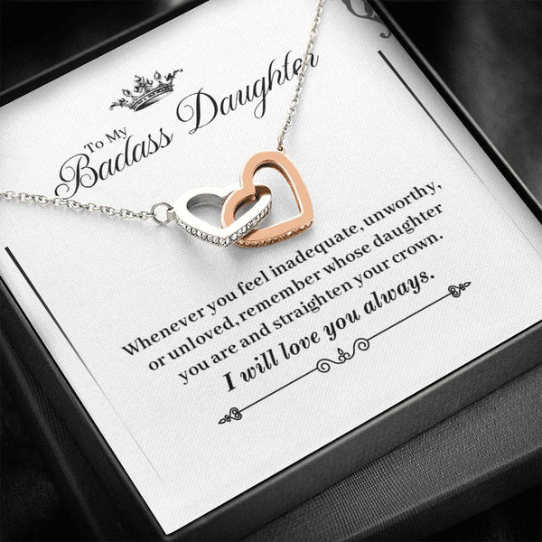 "To My Badass Daughter" Joined Hearts Necklace Gifts Christmas, on Birthday Luxury necklace