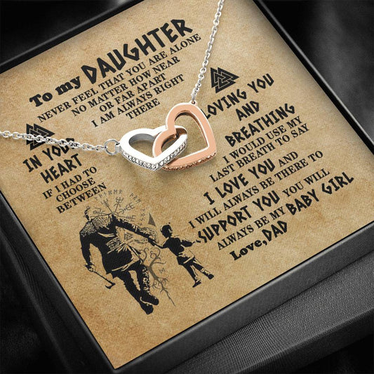 Gifts Necklace from Dad Viking to My Daughter Warrior I Want You to Believe Deep in Your Viking Interlocking Hearts Necklace Wedding Day, Gift for Daughter Gifts Birthday, on Christmas Gold Luxury ne