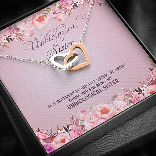Gifts To Keep Unbiological Sister Not Sisters by Blood But Sisters by Heart Joined Interlocking Hearts Pendant Necklace