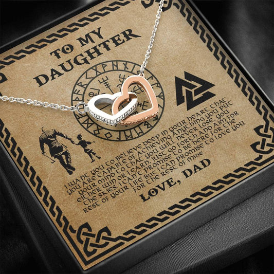 Necklace Viking To My Daughter I Want You To Believe Deep In Your Heart Interlocking Hearts Pendant Necklace Wedding Day, Gift For Daughter Gifts Christmas, on Birthday Luxury necklace