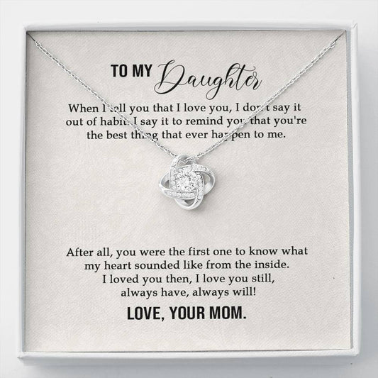 Meaningfull Personalized To my Daughter Necklace for Her Valentines Birthday Gift Love Knot Necklace for Women with Message Card include Standard Box Wedding Day, Gift For Daughter Gifts Christmas, on