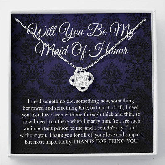 Meaningfull Love Knot Necklace, Maid Of Honor Gift Necklace, Maid Of Honor Proposal, Will You Be My Maid Of Honor, Maid Of Honor Proposal Gift include Standard Box Wedding Day, Gift For Daughter Gifts ASIN: B08XHP61Z4