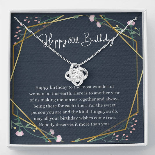 Gifts Love Knot, 80th Birthday For Her Gift, 80th Birthday Gift For Her, eightieth Birthday Gift For Women Friend, 80th Birthday Friend, 80th include Mahogany style Luxury box Wedding Day, Gift For Da