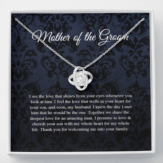 Meaningfull Love Knot, Mother Of The Groom Gift Necklace, Wedding Gift, Bridal Party, Rehearsal Dinner, Man Of My Dreams, Parent Of Groom, Gift From include Standard Box Wedding Day, Gift For Daughter