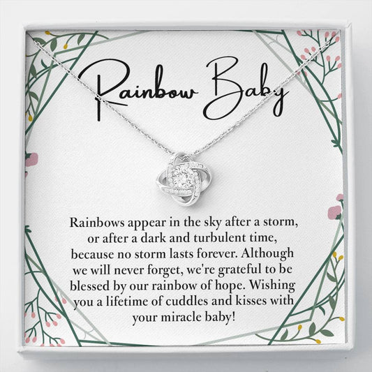 Meaningfull Love Knot, Rainbow Baby Gift for Mom, Rainbow, Rainbow Baby Necklace, Baby After Miscarriage, Motherhood Necklace, Include Standard Box Wedding Day, Gift for Daughter Gift ASIN: B08XH8V685