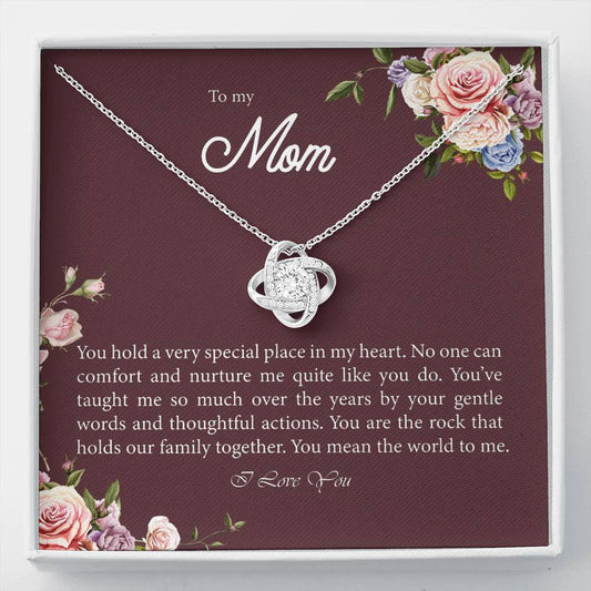 Gifts Mom Love Knot Gift Necklace Pendant Day Birthday Love Crystal Daughter Mothers Women Jewelry Silver include Mahogany style Luxury box Wedding Day, Gift For Daughter Gifts Christmas, on Birthday ASIN: B08XWS4DHW