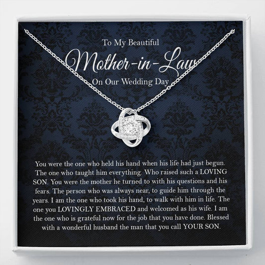 Meaningfull Love Knot Necklace, To My Mother in Law On My Wedding Day, Mother In Law Gift From Bride, Future Mother In Law Necklace, Mother Of The include Standard Box Wedding Day, Gift For Daughter G
