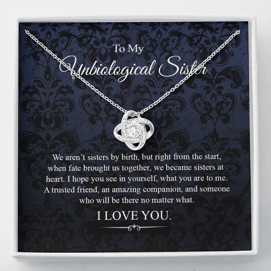 Necklace gifts Love Knot Necklace, To My Unbiological Sister, Sisters At Heart, Best Friend Gift Jewelry, Best Friend Necklace, BFF Necklace, Long include Standard Box Gifts Birthday, on Christmas Sil ASIN: B08XHTL3SW