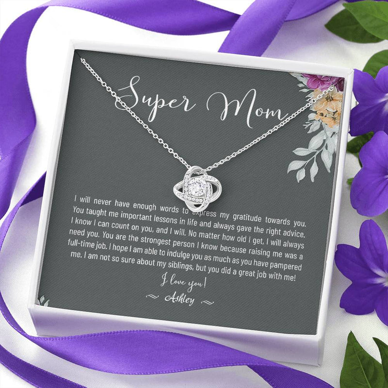 Wonderful Gift Personalized Mothers Day Gift, Mothers Day Necklace Gift, Mothers Day Card, Mothers Day Gift from Husband Son Daughter, Stepmom Bonus Mom Text customLuxury Wood Gift Box on Brithday, Va