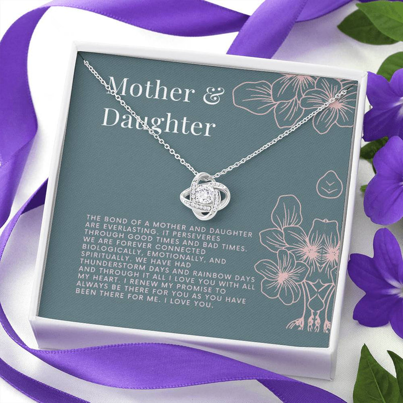 Gifts Necklace Daughter Mother Love Knot Pendant Mom Love Gift Silver Charm Chain Birthstone Stainless Steel include Mahogany style Luxury box Wedding Day, Gift For Daughter Gifts Christmas, on Birthd ASIN: B08XW7QLH8
