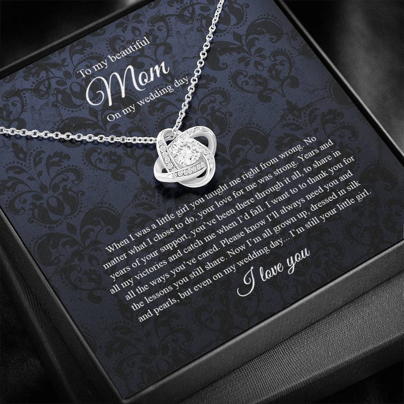 Gifts Love Knot Necklace, To Mom On My Wedding Day, Mother Of The Bride Gift From Daughter, Mother Of The Bride Necklace From Bride, Mom Of Bride include Mahogany style Luxury box Wedding Day, Gift Fo ASIN: B08XGRLL8M SKU: nhinthaygichuaknot24-1_411