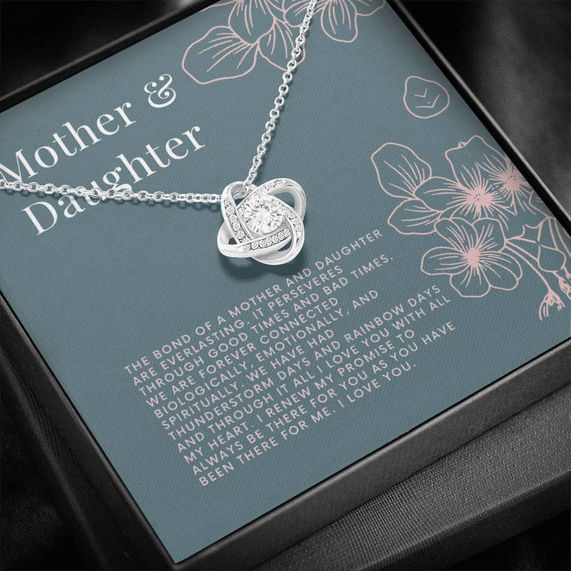 Gifts Necklace Daughter Mother Love Knot Pendant Mom Love Gift Silver Charm Chain Birthstone Stainless Steel include Mahogany style Luxury box Wedding Day, Gift For Daughter Gifts Christmas, on Birthd ASIN: B08XW7QLH8