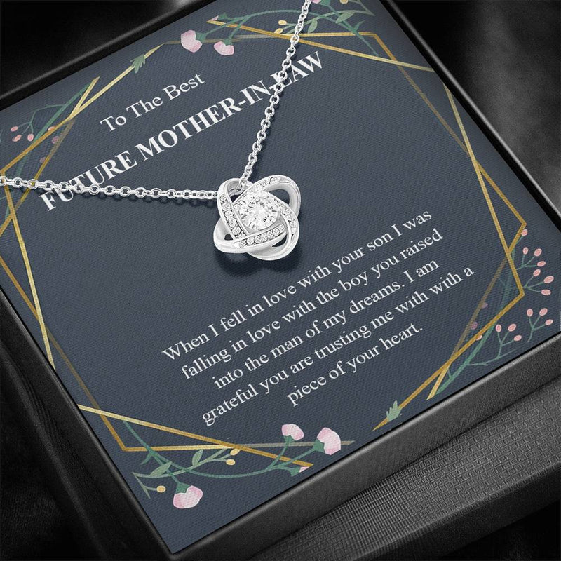 Necklace gifts Love Knot Pendant Necklace, To My Future Mother-In-Law, The Boy You Raised, Bonus Mom Gift, Future Mother-In-Law Necklace, Future Stepmom include Standard Box Gifts Birthday, on Christm ASIN: B08XH8H95H SKU: nhinthaygichuaknot24-1_548