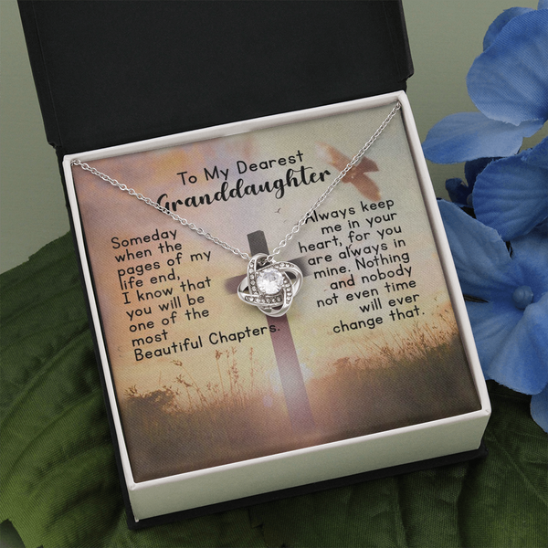 To My Dearest Granddaughter Love Knot Pendant Necklaces - Gift For Granddaughter Mahogany Luxury Box ASIN: B09JGGCD7H