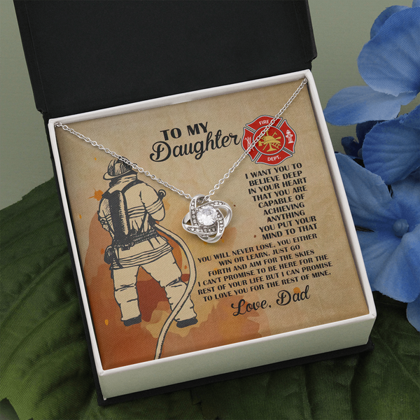 Firefighter Dad To My Daughter I Want You To Believe Deep In Your Heart Love Knot Necklace Mahogany Luxury Box (x1) 53.95 Otalyykhungquatroi14-10_33
