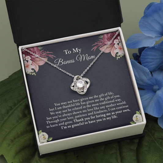 Bonus Mom Necklace, Love Knot Necklace, Jewelry To Mom, Women Bonus Mom Gift, Mother's Day Gift for Step Mom, Stepmother Necklace, Second Mom,Adoptive Mom, Foster Mom Gift, Birthday Stepmom ll1