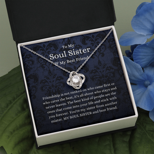 Meaningfull Love Knot Necklace, To My Soul Sister & Best Friend, Soul Sister Necklace, Best Friend Gift, Thank You Gift for Friend, Best Friend Birthday include Standard Box