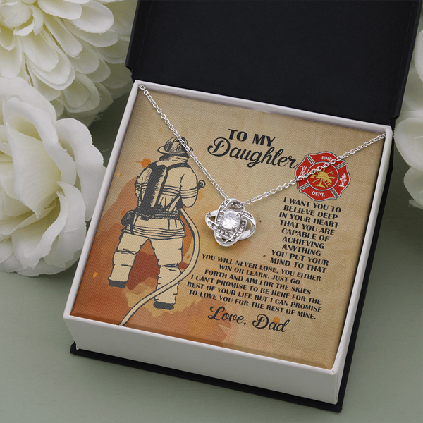 Firefighter Dad To My Daughter I Want You To Believe Deep In Your Heart Love Knot Necklace Mahogany Luxury Box (x1) 53.95 Otalyykhungquatroi14-10_33