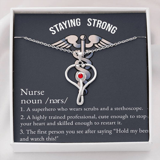 Wonderful Gift Nurse Gift, Nurse Graduation Gift, Stethoscope Necklace With Message Card, Nurse Appreciation Gift, Funny Nurse Definition Gift, Caduceus 23 on Brithday, Vacation, Christmas Gifts VIGIF
