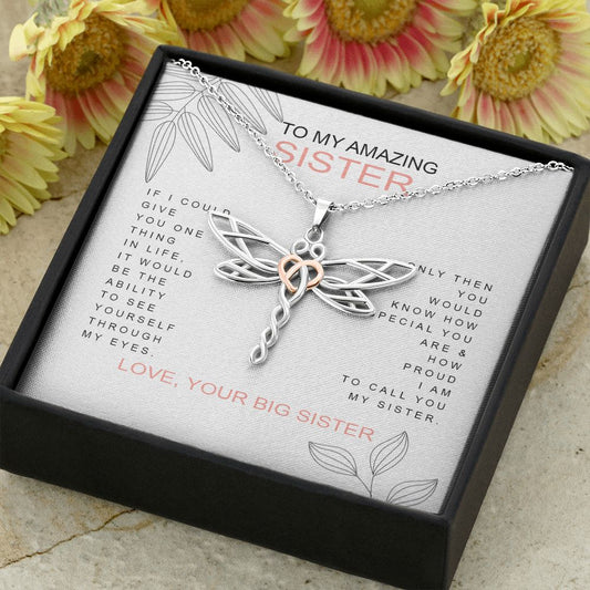 VIGIFSANA Meaningful Gifts to My Amazing Sister, Love Your Big Sister Dragonfly Birthday, Graduation ASIN: B09VFHG5B4