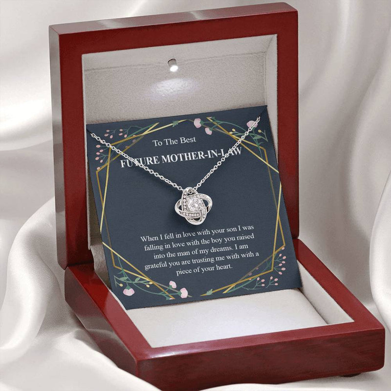 Necklace gifts Love Knot Pendant Necklace, To My Future Mother-In-Law, The Boy You Raised, Bonus Mom Gift, Future Mother-In-Law Necklace, Future Stepmom include Standard Box Gifts Birthday, on Christm ASIN: B08XH8H95H SKU: nhinthaygichuaknot24-1_548