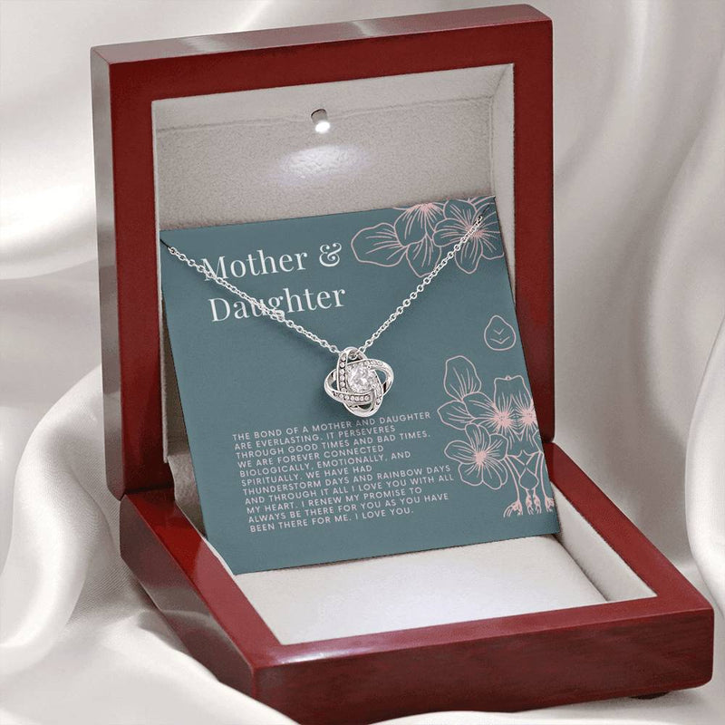 Gifts Necklace Daughter Mother Love Knot Pendant Mom Love Gift Silver Charm Chain Birthstone Stainless Steel include Mahogany style Luxury box Wedding Day, Gift For Daughter Gifts Christmas, on Birthd ASIN: B08XW7QLH8