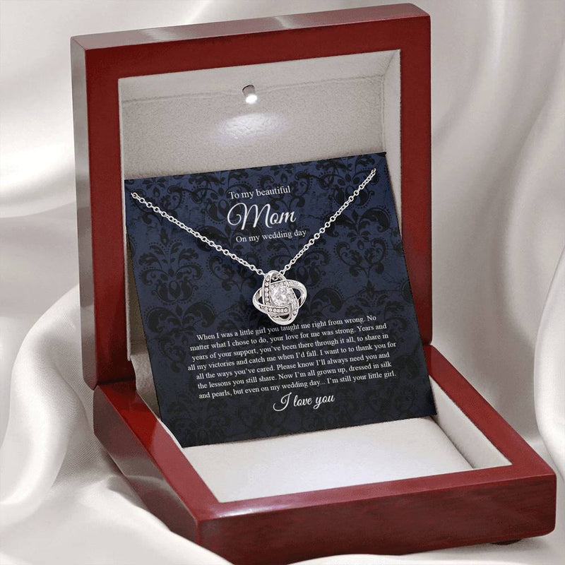 Gifts Love Knot Necklace, To Mom On My Wedding Day, Mother Of The Bride Gift From Daughter, Mother Of The Bride Necklace From Bride, Mom Of Bride include Mahogany style Luxury box Wedding Day, Gift Fo ASIN: B08XGRLL8M SKU: nhinthaygichuaknot24-1_411