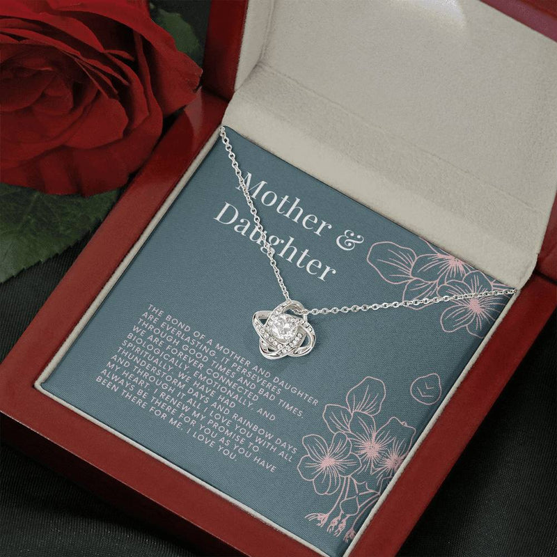 Gifts Necklace Daughter Mother Love Knot Pendant Mom Love Gift Silver Charm Chain Birthstone Stainless Steel include Mahogany style Luxury box Wedding Day, Gift For Daughter Gifts Christmas, on Birthd ASIN: B08XW7QLH8