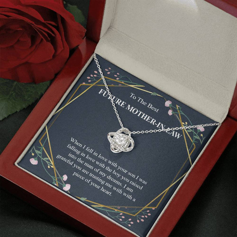 Necklace gifts Love Knot Pendant Necklace, To My Future Mother-In-Law, The Boy You Raised, Bonus Mom Gift, Future Mother-In-Law Necklace, Future Stepmom include Standard Box Gifts Birthday, on Christm ASIN: B08XH8H95H SKU: nhinthaygichuaknot24-1_548