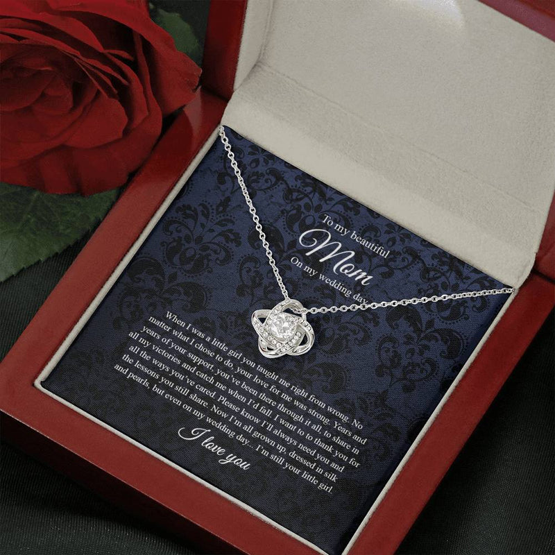 Gifts Love Knot Necklace, To Mom On My Wedding Day, Mother Of The Bride Gift From Daughter, Mother Of The Bride Necklace From Bride, Mom Of Bride include Mahogany style Luxury box Wedding Day, Gift Fo ASIN: B08XGRLL8M SKU: nhinthaygichuaknot24-1_411