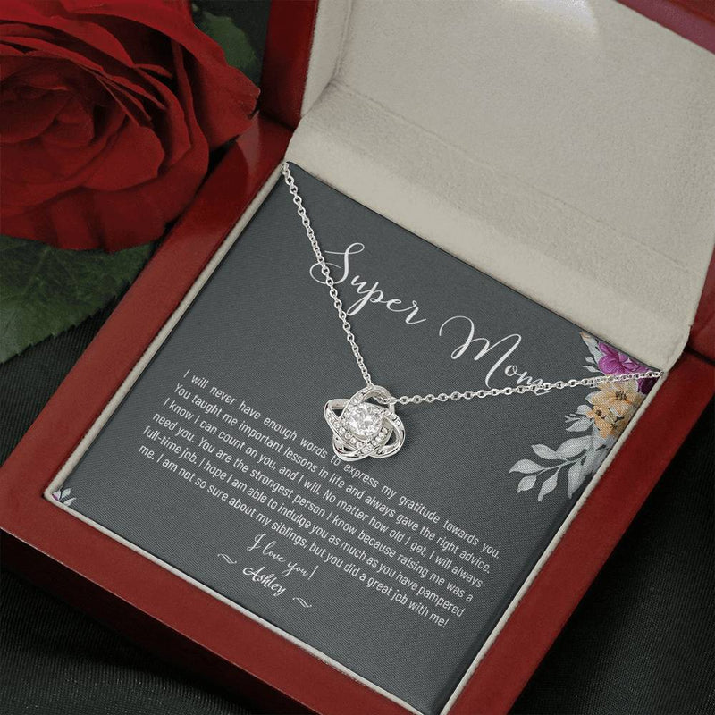 Wonderful Gift Personalized Mothers Day Gift, Mothers Day Necklace Gift, Mothers Day Card, Mothers Day Gift from Husband Son Daughter, Stepmom Bonus Mom Text customLuxury Wood Gift Box on Brithday, Va