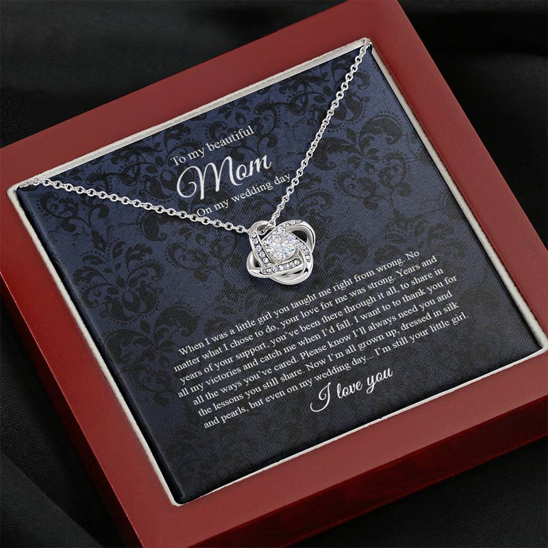 Gifts Love Knot Necklace, To Mom On My Wedding Day, Mother Of The Bride Gift From Daughter, Mother Of The Bride Necklace From Bride, Mom Of Bride include Mahogany style Luxury box Wedding Day, Gift Fo ASIN: B08XGRLL8M SKU: nhinthaygichuaknot24-1_411