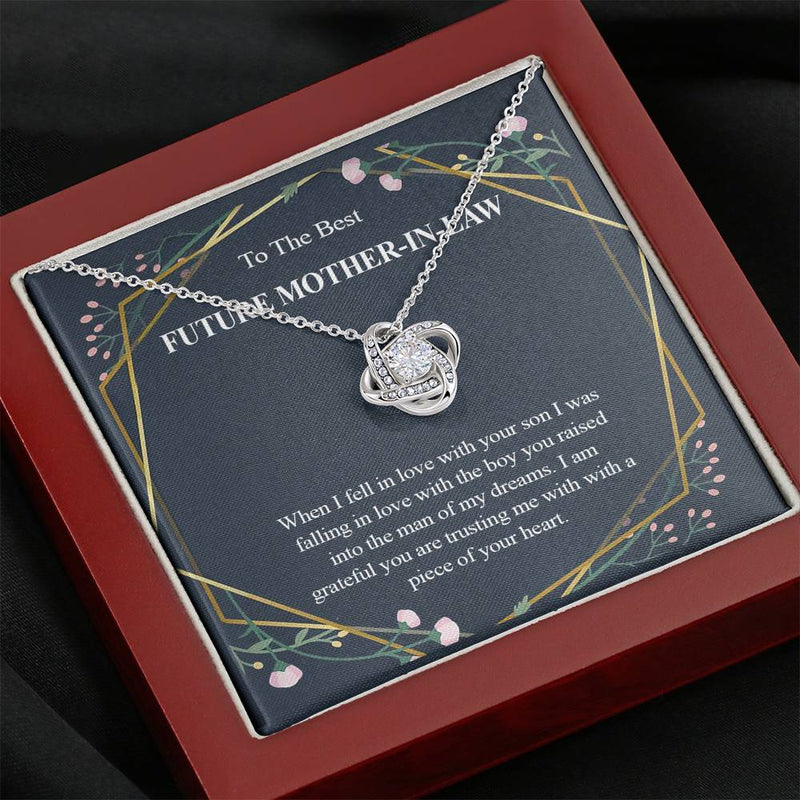 Necklace gifts Love Knot Pendant Necklace, To My Future Mother-In-Law, The Boy You Raised, Bonus Mom Gift, Future Mother-In-Law Necklace, Future Stepmom include Standard Box Gifts Birthday, on Christm ASIN: B08XH8H95H SKU: nhinthaygichuaknot24-1_548