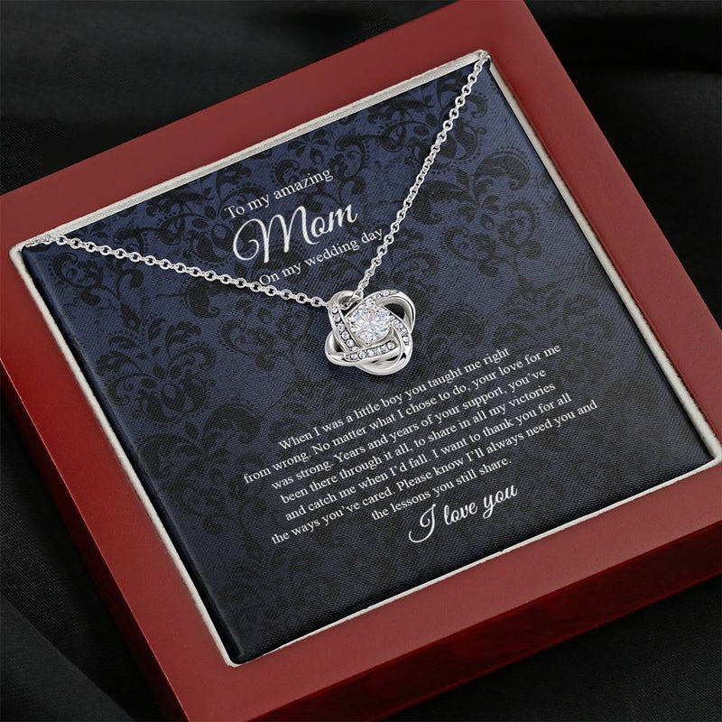 Gifts Necklace Love Knot, To Mom On My Wedding Day, Mother Of The Groom Gift From Son, Mother Of The Groom Necklace From Son On Wedding Day include Mahogany style Luxury box Wedding Day, Gift For Daug ASIN: B08XHRZFW3