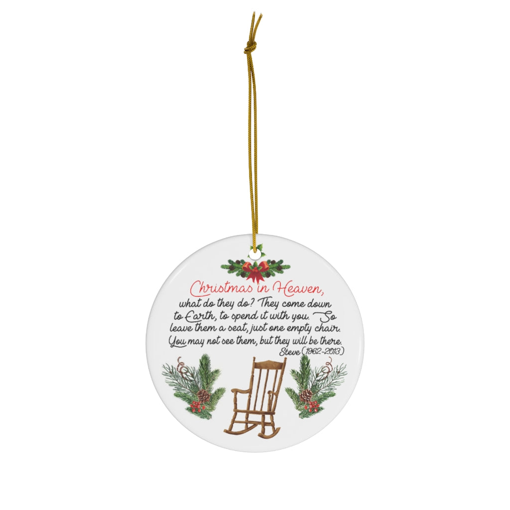 Christmas in Heaven Chair Ornament - Memorial Ornament - Loss of A Loved One - Bereavement - Memory Ornament - Poem