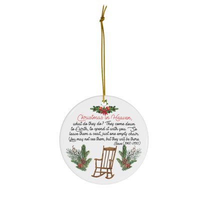 Christmas in Heaven Chair Ornament - Memorial Ornament - Loss of A Loved One - Bereavement - Memory Ornament - Poem