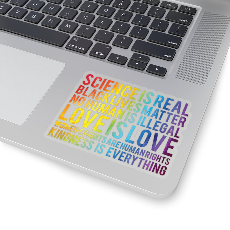 1 Pcs Sticker Decor Science is Real, Black Lives Matter Sticker, Stop Asian Hate Sticker, Equality Sticker, Pride Sticker Size Custom Sticker for Laptop Decal Wall Laptop Full Size