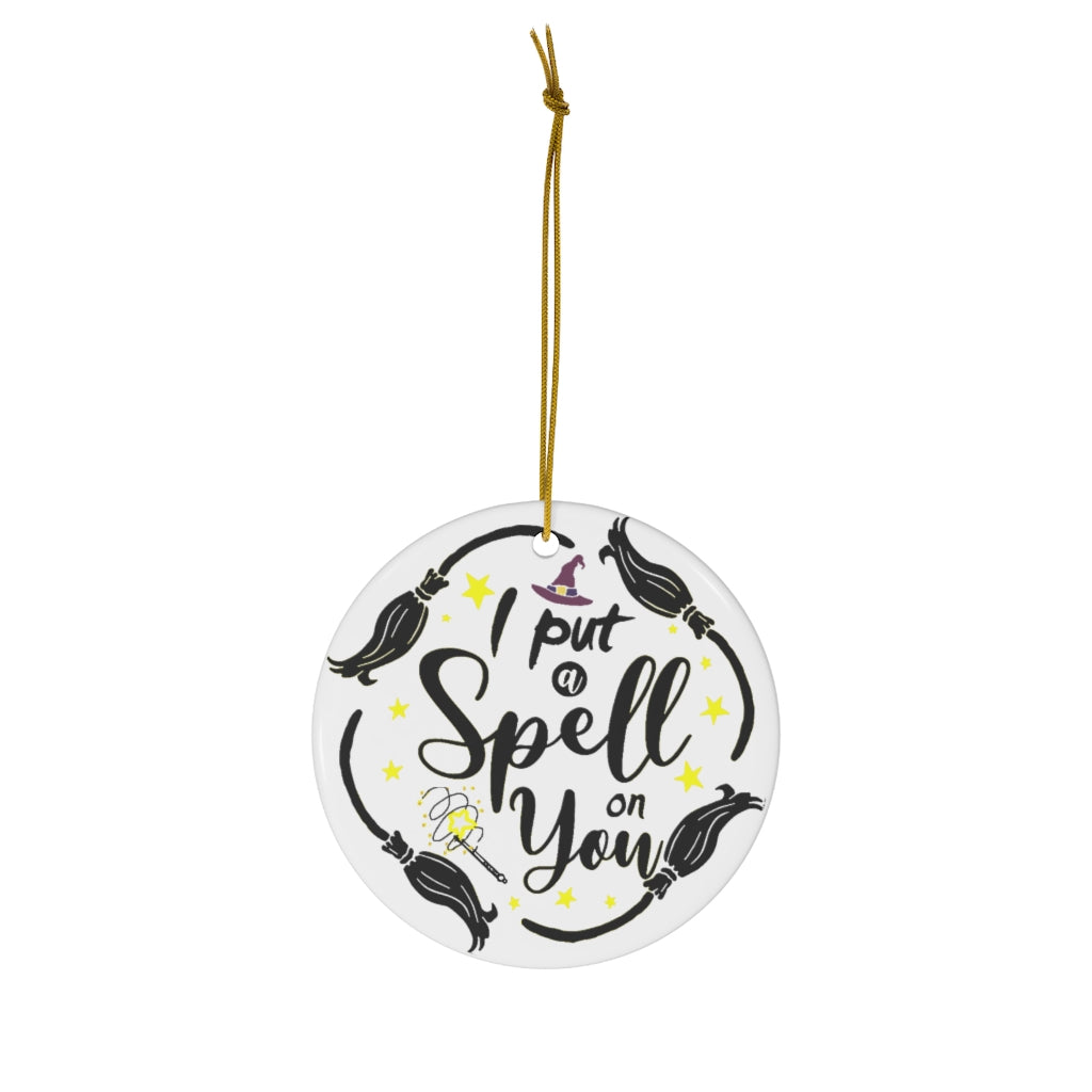 Home Decor Gifts I Put A Spell On You Hocus Po-cus Witches Halloween Porcelain Ceramic Circle Ornament Gift Family & Friend Awesome On Birthday, Christmas, Wedding