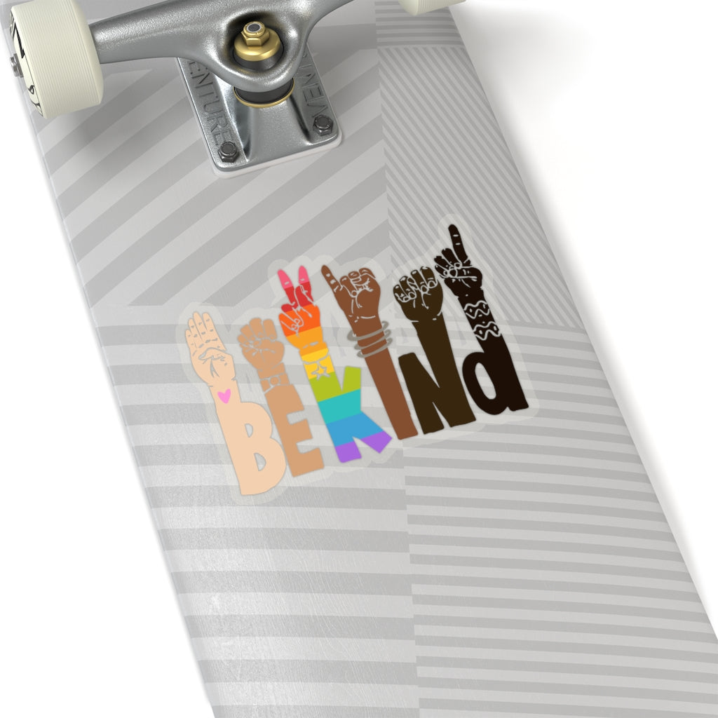 1 Pcs Sticker Decor Be Kind Sign Language Vinyl Waterproof Sticker Kindness Diversity Kiss-Cut Stickers | Pride | Rainbow | LGBTQ | Sticker size custom Sticker for Laptop Decal Wall Laptop Bumper Stic fixx