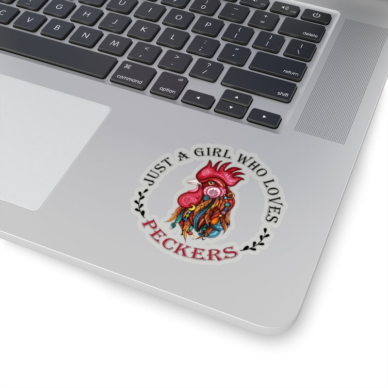 1 Pcs Sticker Decor Just a Girl who Loves peckers Sticker, Garden Sticker, Chicken Sticker, Farm Sticker, Hippie Sticker Size Custom Sticker for Laptop Decal Wall Laptop Bumper Sticke Full Size