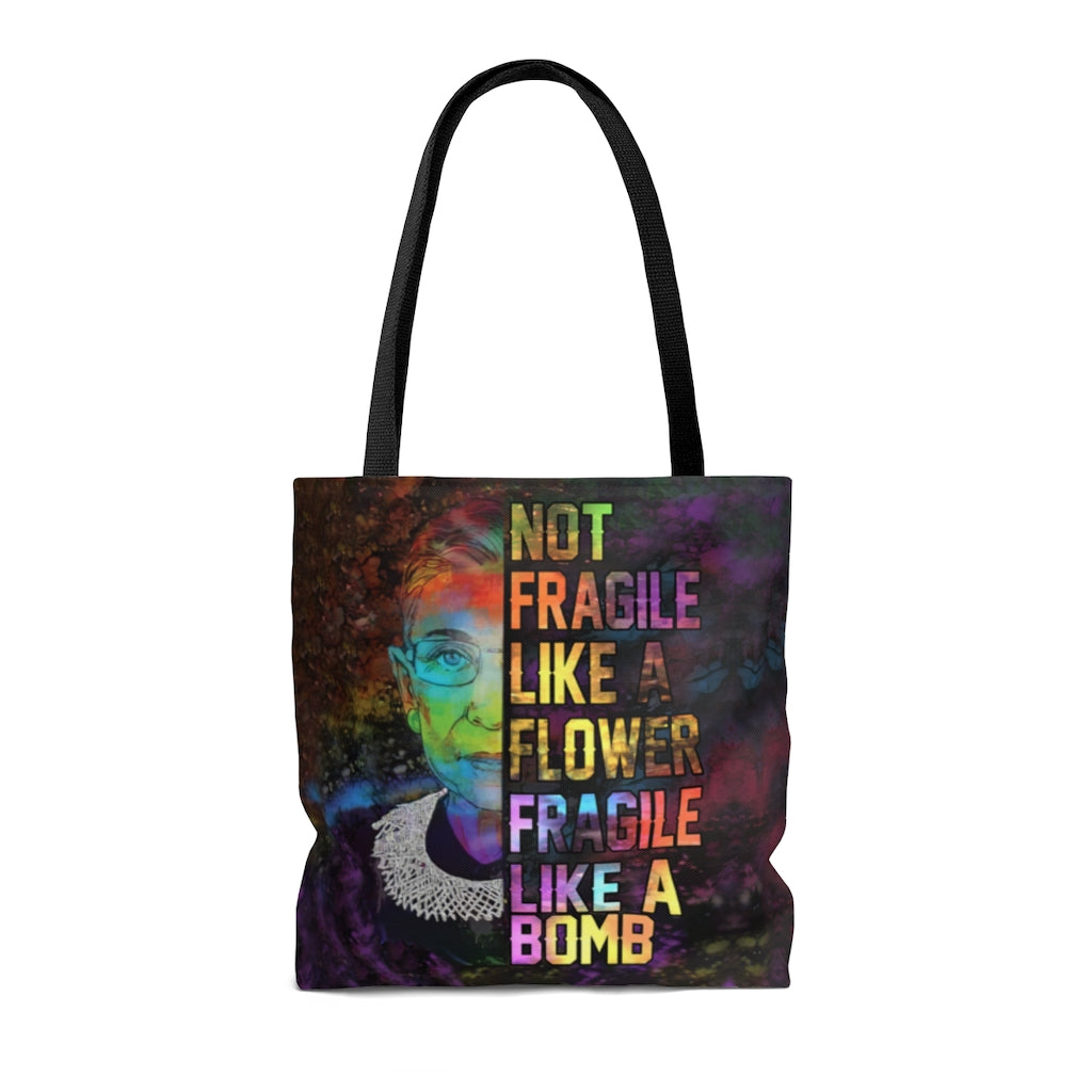 Greatest Quote Not Fragile Like A Flower Fragile Like A Bomb Over Print Tote Bag - Shoulder Bag - Reusable Grocery Shopping Bag 16x16 Gifts for Women, Wife, Girlfriend On Christmas, Birthday, Anniver 29dodoioighene10-10__102